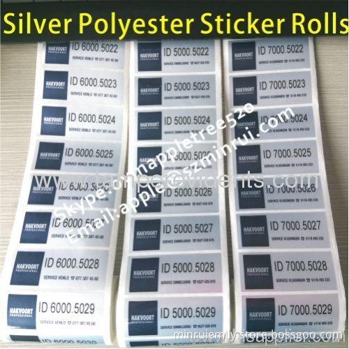 Silver/gold Vinyl Labels With Sequence Number,custom Silver Polyester Sticker Printing,adhesive Pet Stickers Rolls